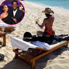 Lori Harvey Sunbathes on Top of Boyfriend Damson in Sexy Orange Bikini: Pics