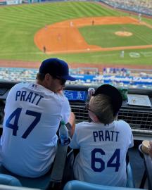 Chris Pratt Takes Son Jack to Dodgers Game for 'Faith and Family Day': Pics