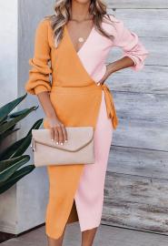 I’m Channeling My Inner Elle Woods With This Color-Block Wrap Dress for Fall