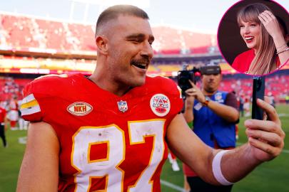 Travis Kelce Proudly Plays Along as Fan Shouts 'Go Taylor's Boyfriend'