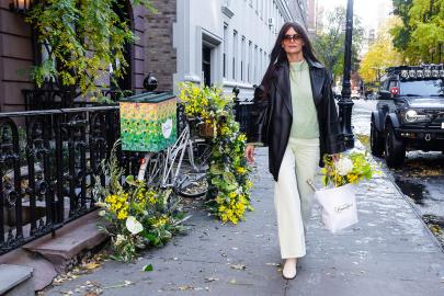Katie Holmes Wears Spring Colors Even in Frigid Temperatures