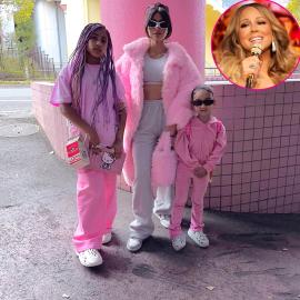 Kim Kardashian Gets in Festive Spirit With 2 Daughters at Mariah Carey Show