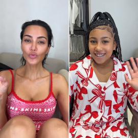 How Kim Kardashian and North West Got Glam for Christmas Eve Party