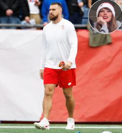 Travis Kelce Gazes at Taylor Swift Poster Ahead of Chiefs Game