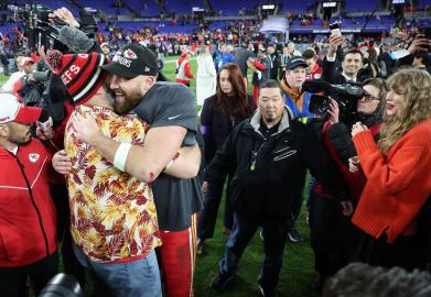 Travis Kelce Asks Jason Kelce If He Kept His Shirt on This Time