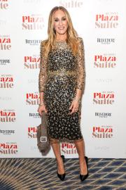 Sarah Jessica Parker Strikes Gold in Sparkly Dress at 'Plaza Suite' Party