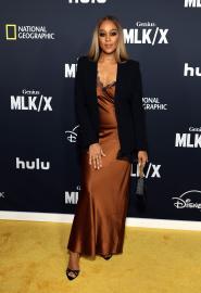 Tia Mowry Stuns in a Silky Copper Dress 