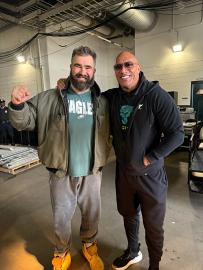 The Rock Returns to Wrestlemania in Philly, Meets Jason Kelce
