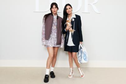 Demi Moore Attended Dior’s Menswear Show With Daughter Scout, Dog Pilaf