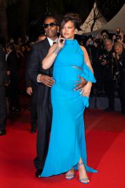 Pregnant Rihanna Shows Off Baby Bump at Cannes in a Sultry Cutout Dress