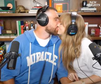 Taylor Swift Sweetly Kisses Travis Kelce to Wrap 'New Heights' Episode