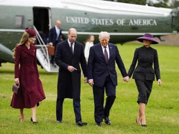 President Donald Trump Shakes Hands With Royal Family Upon Arrival in U.K.