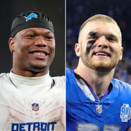 Lions’ David Montgomery Adorably Crashes Teammate Aidan Hutchinson’s Presser