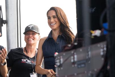 Meghan Markle Exudes California Elegance in Navy Halter Dress