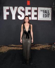 Millie Bobby Brown Glitters in Plunging Gown at 'Stranger Things' Event